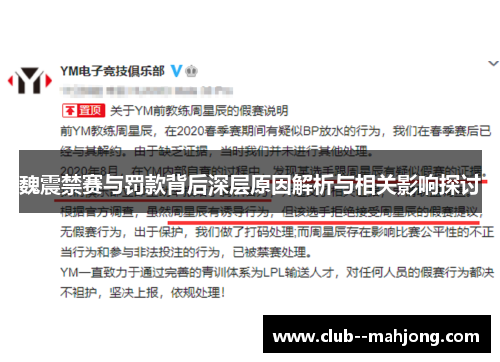 魏震禁赛与罚款背后深层原因解析与相关影响探讨 魏震禁赛与罚款背后深层原因解析与相关影响探讨